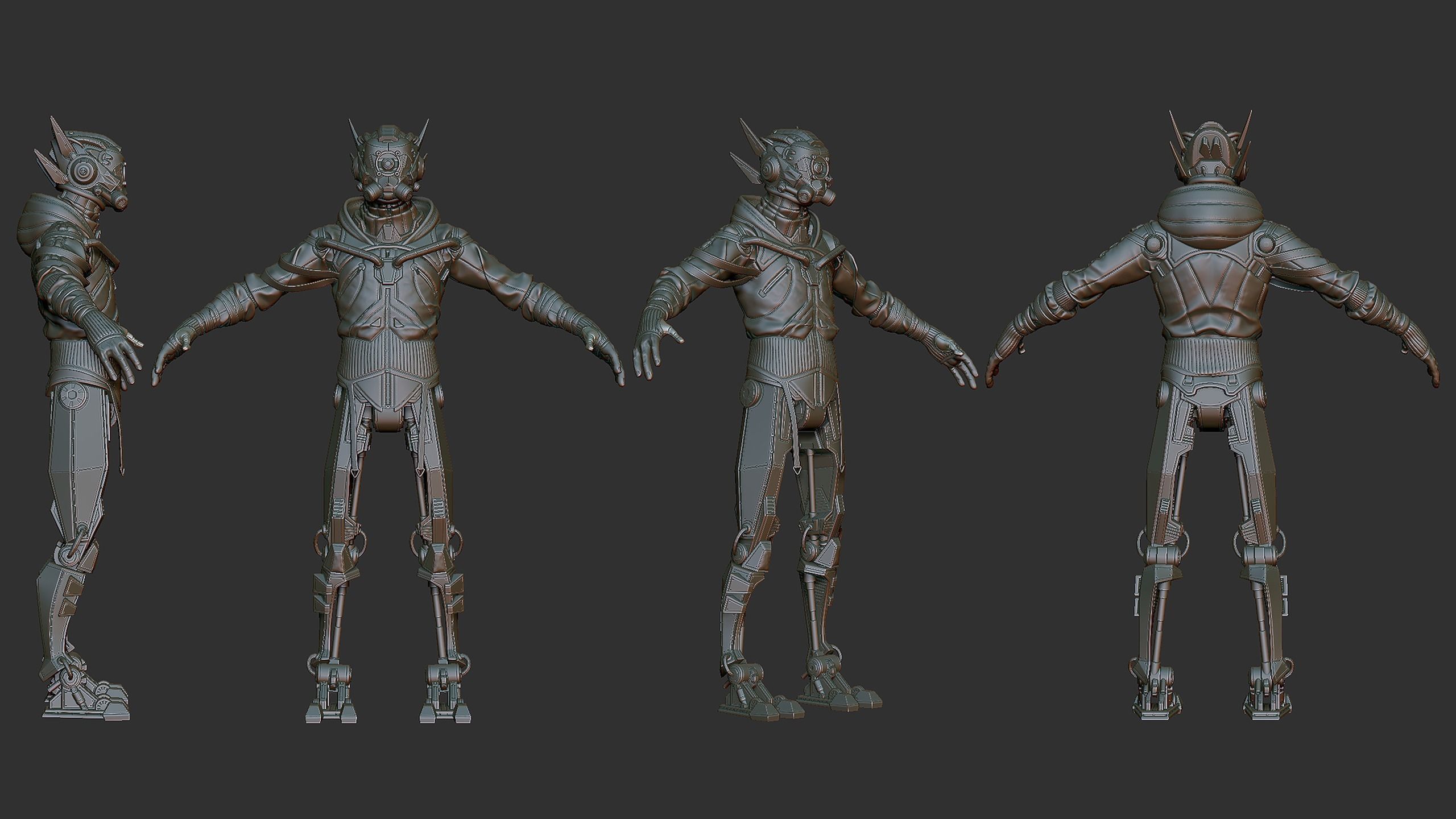 Cyborg apocalypse armor Low-poly 3D model_6