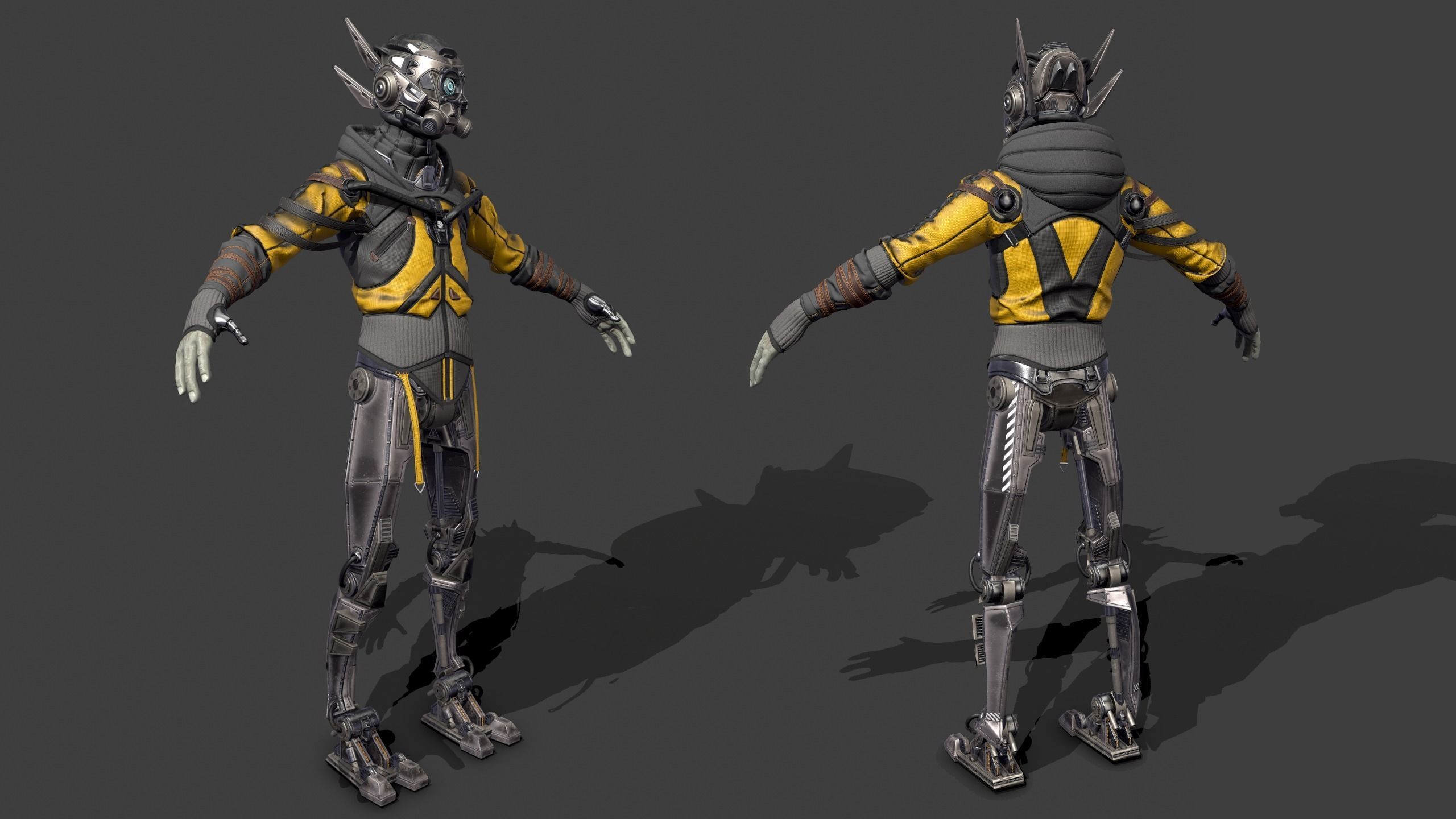 Cyborg apocalypse armor Low-poly 3D model_4