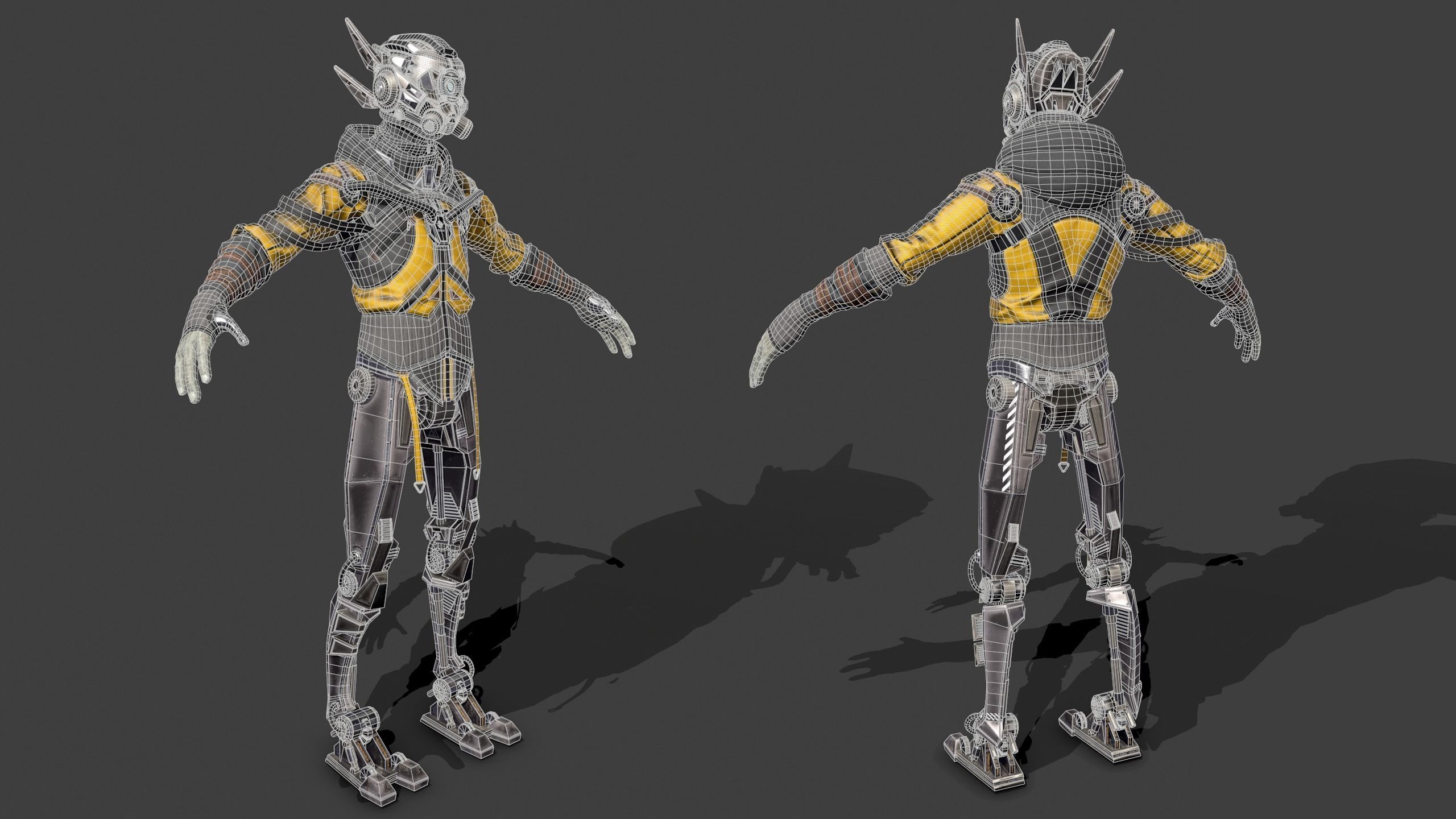 Cyborg apocalypse armor Low-poly 3D model_5