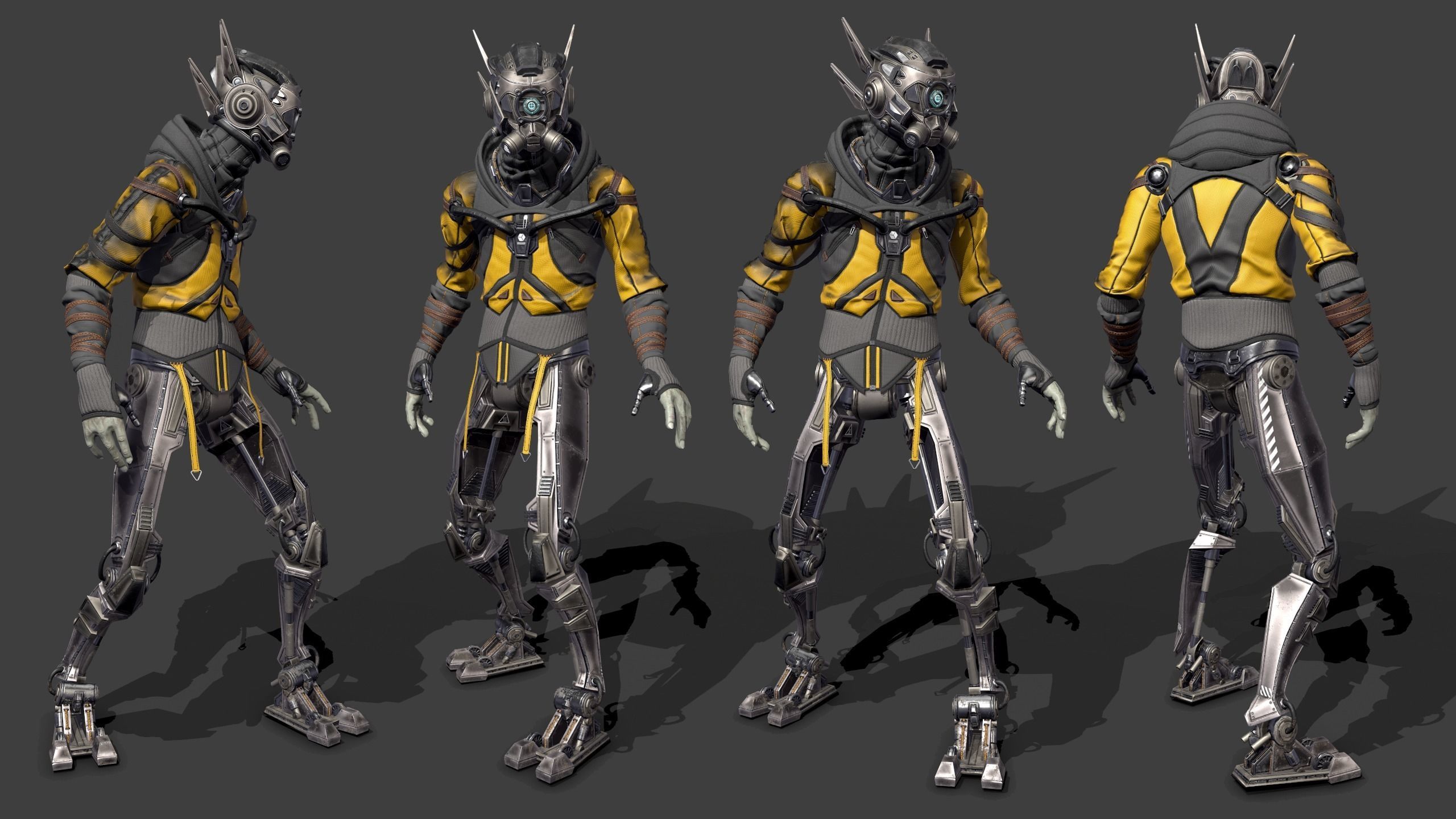 Cyborg apocalypse armor Low-poly 3D model_3