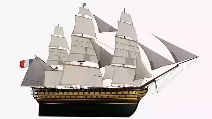 Sail Vessel Le Montebello - 1850 3D model