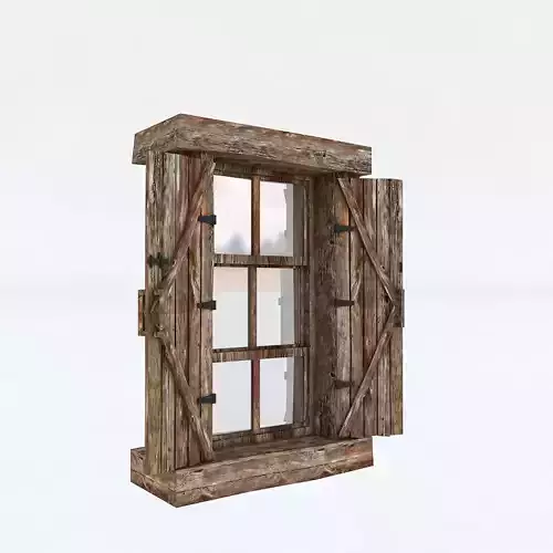 Old Wooden Window 02 Low-poly 3D model