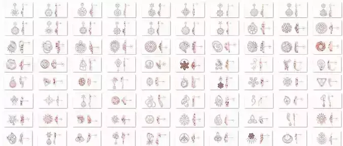 75 Women earrings 3dm stl  1 render detail collection 3D print model