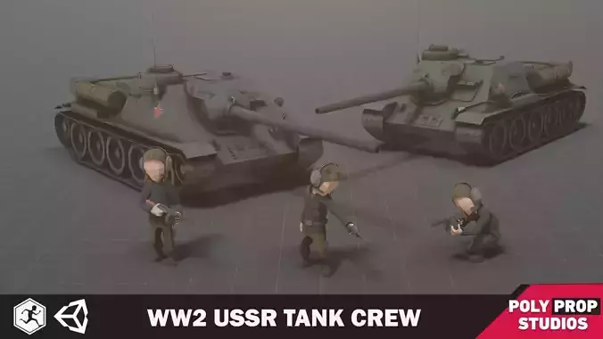 WW2 USSR Tank Crew Low-poly 3D model