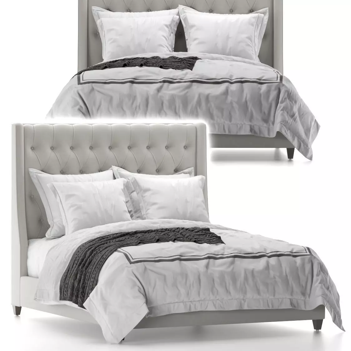 Arhaus devereaux tufted bed 3D model