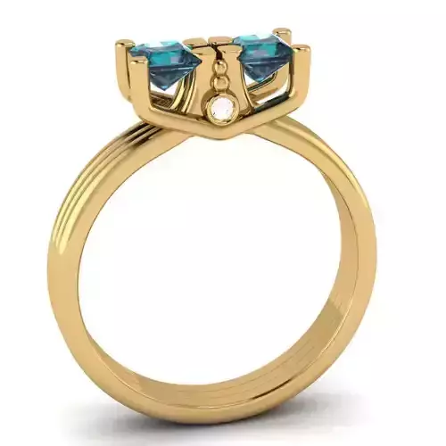 Ring Superb Twix   with two princess-cut gem stones 3D print model