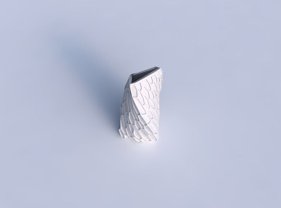 Vase twist tipped triangle with organic dents 3D print model_1