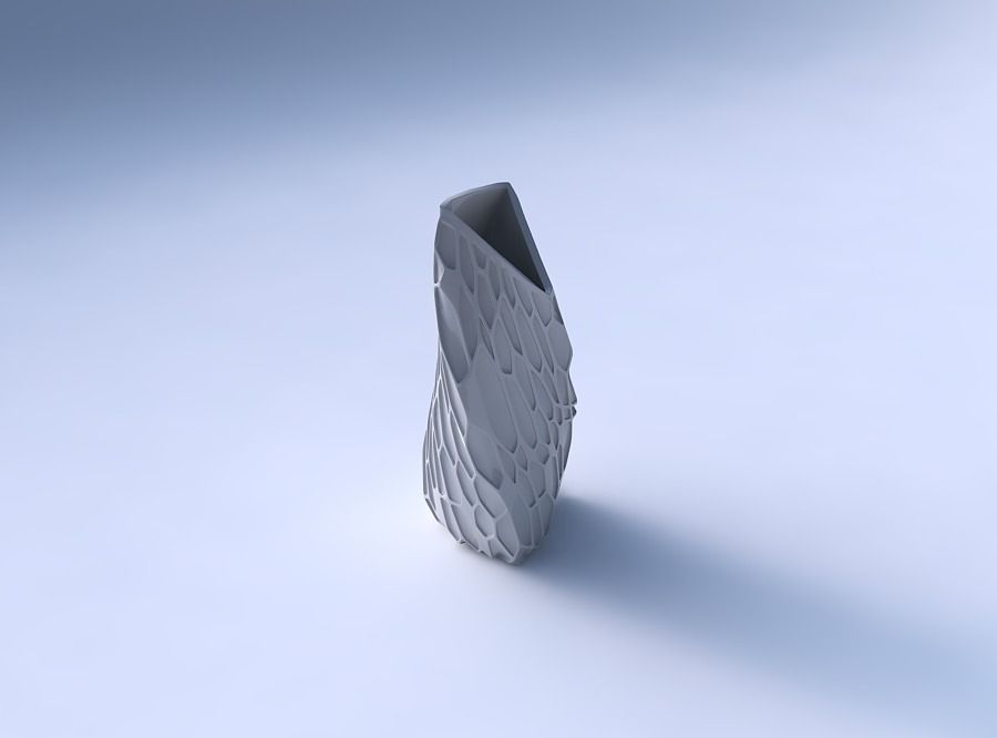 Vase twist tipped triangle with organic dents 3D print model_3