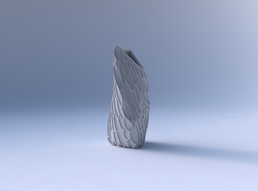 Vase twist tipped triangle with organic dents 3D print model_4