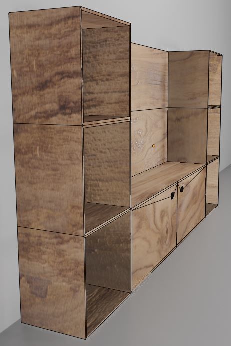 wooden shelf Free low-poly 3D model_2