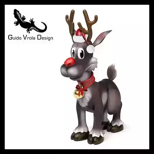 Cartoon style Rudolph reindeer 3D model