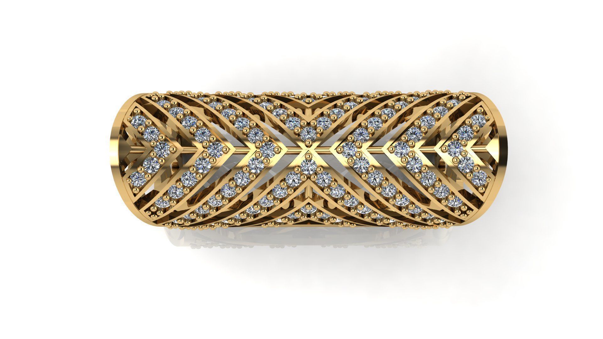 rings gold ring with diamonds 3D print model_1