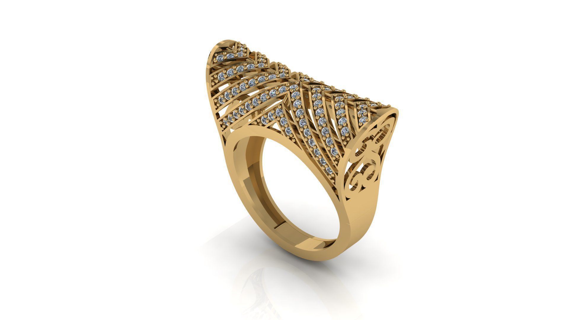 rings gold ring with diamonds 3D print model_4