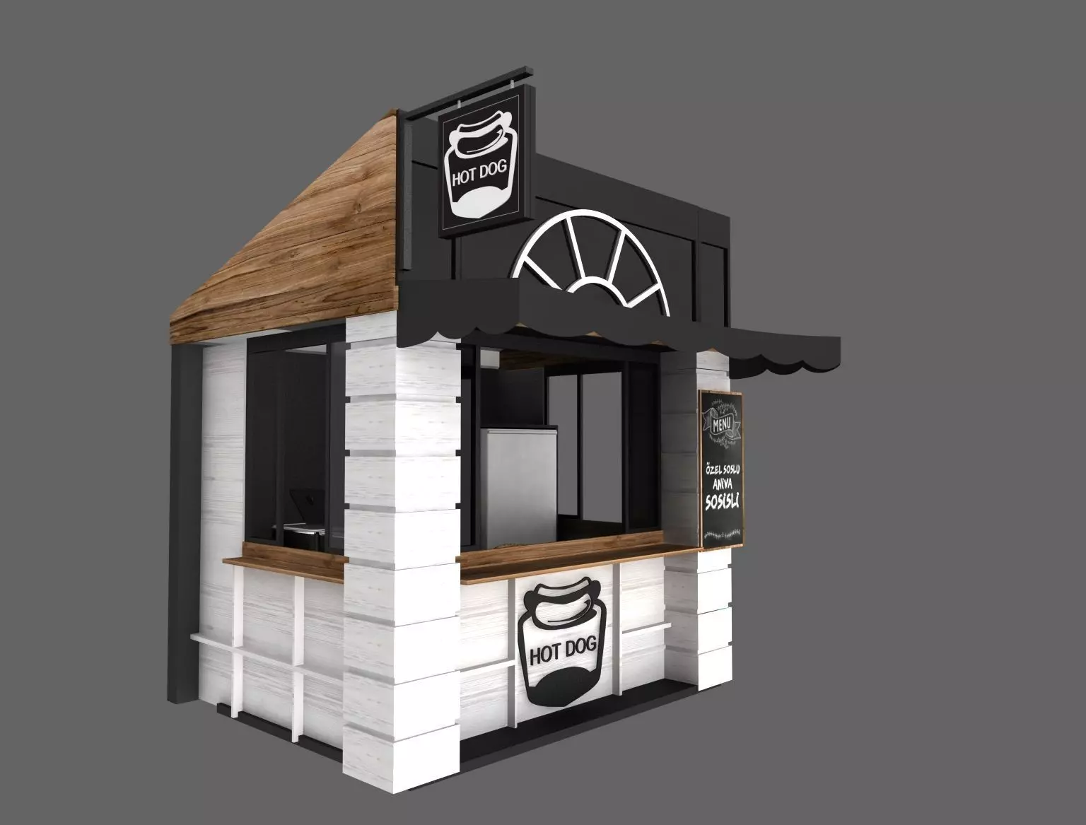 Hot Dog kiosk 3D model_0