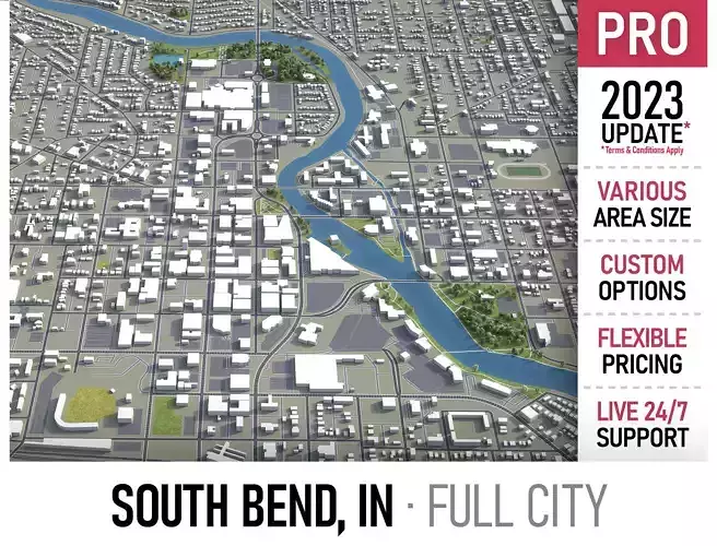 South Bend  Low-poly 3D model