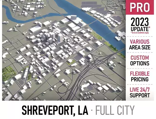 Shreveport - Louisiana Low-poly 3D model