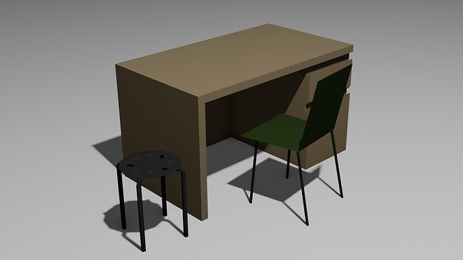 Simple Table and Chairs Free low-poly 3D model
