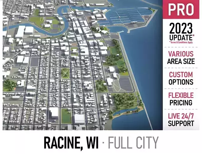 Racine - Wisconsin  Low-poly 3D model