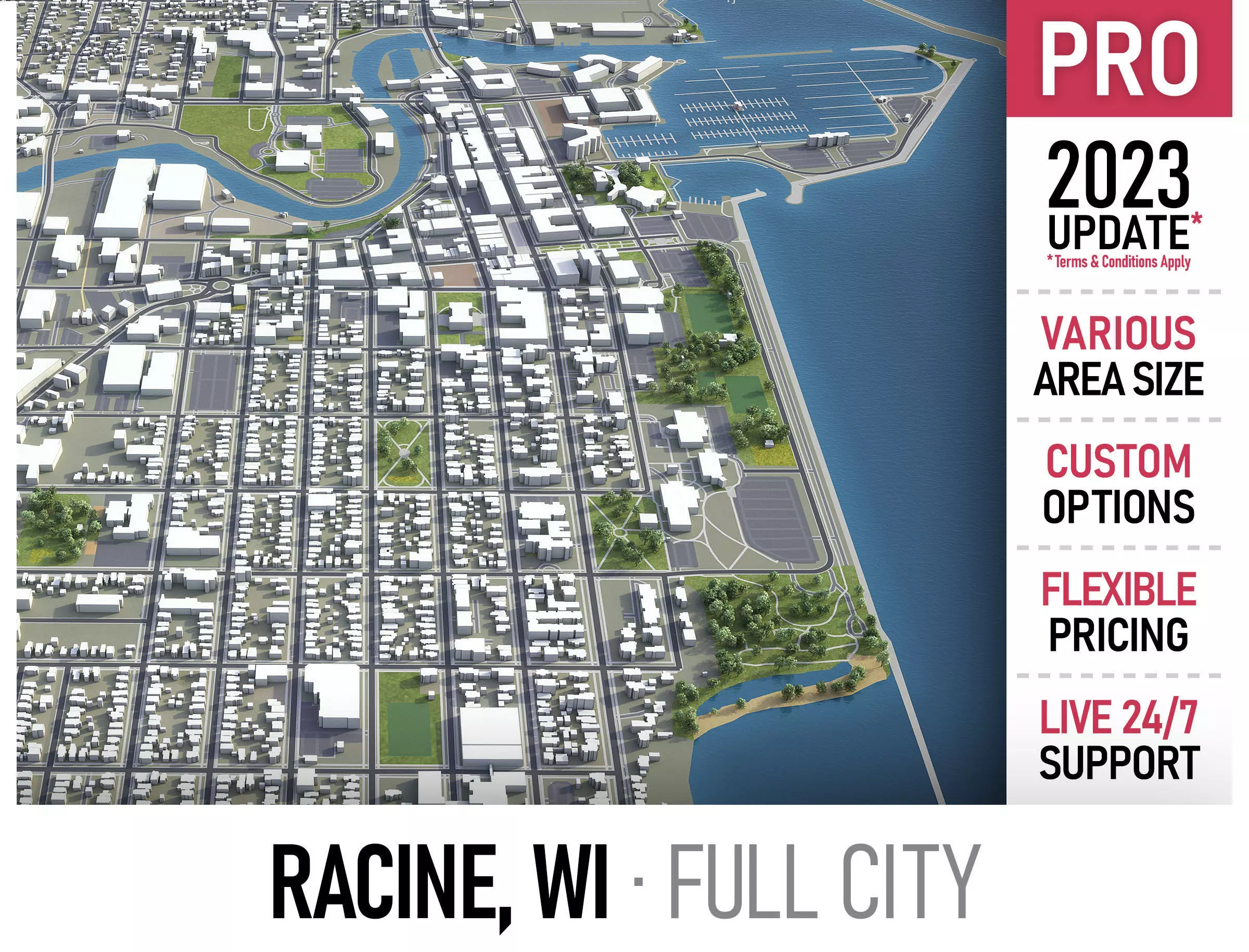 Racine - Wisconsin  Low-poly 3D model_0