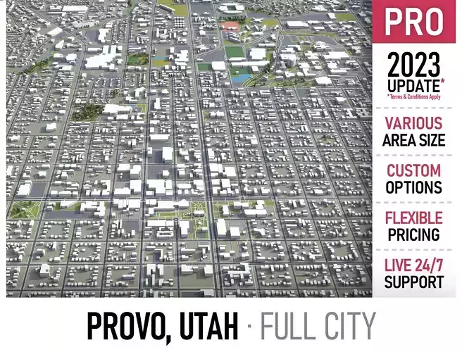 Provo - Utah  Low-poly 3D model