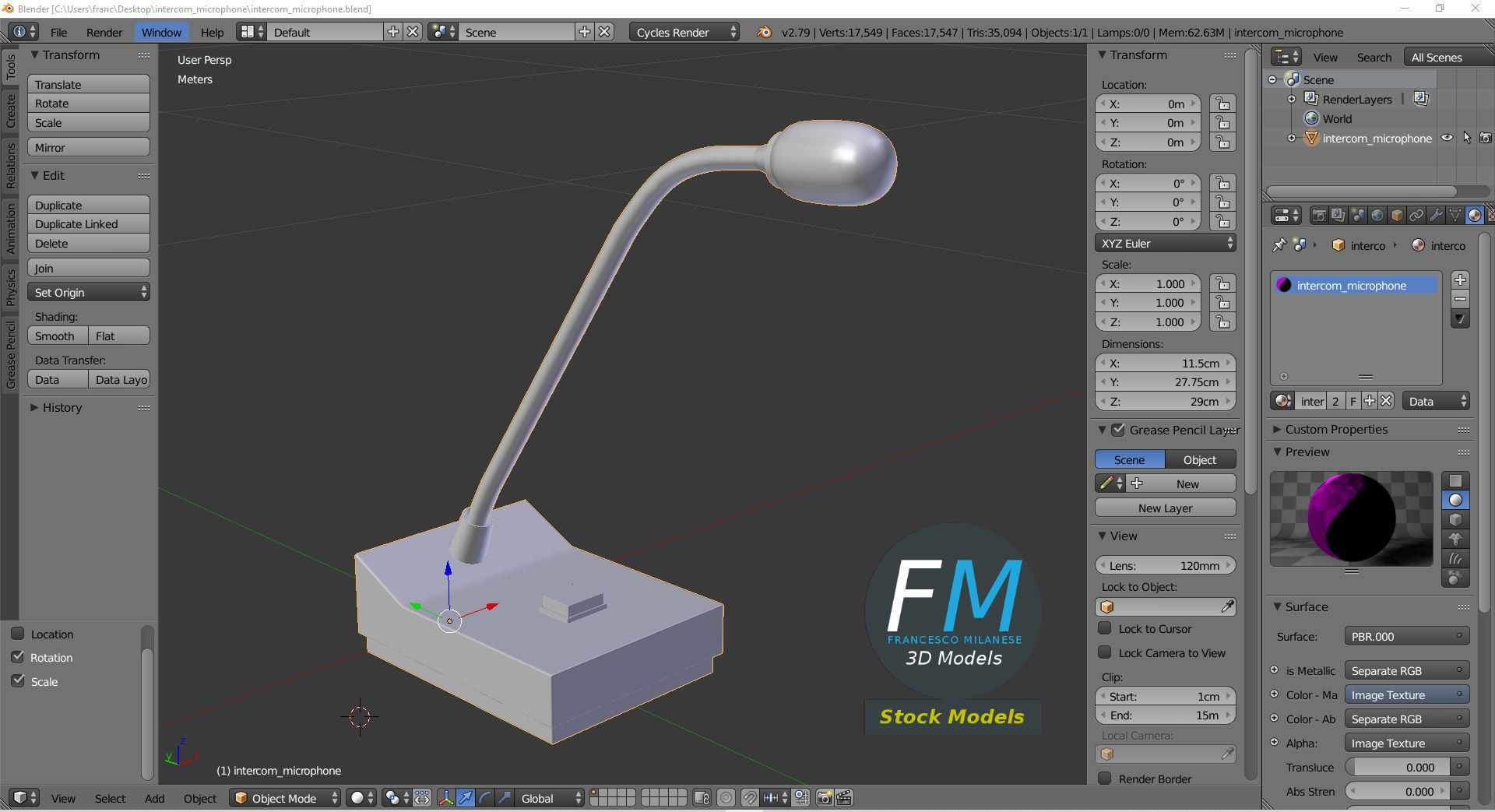 Intercom microphone 3D model_9