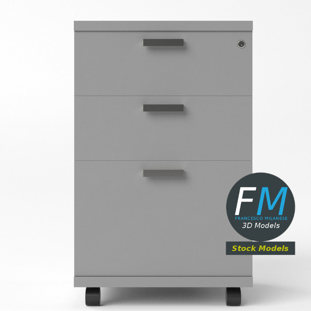 Wheeled filing cabinet 3D model_5