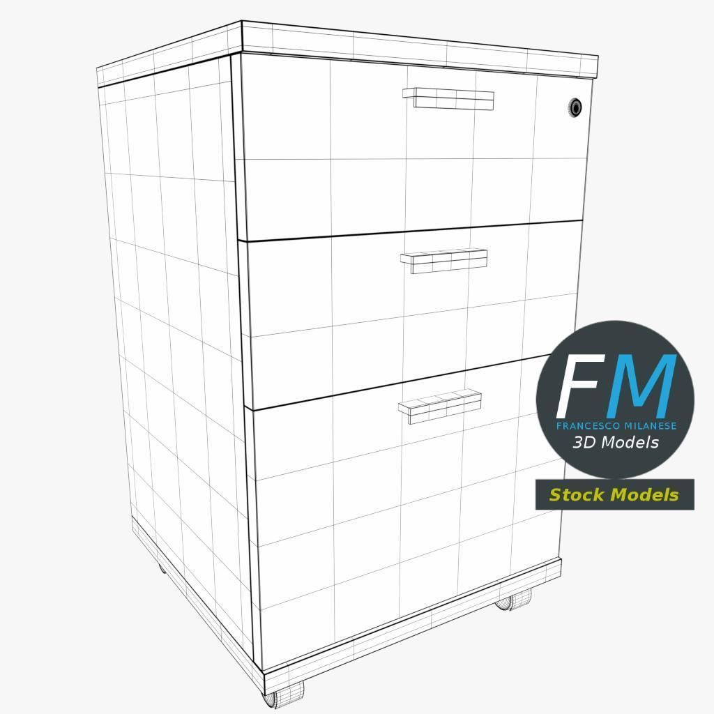 Wheeled filing cabinet 3D model_7