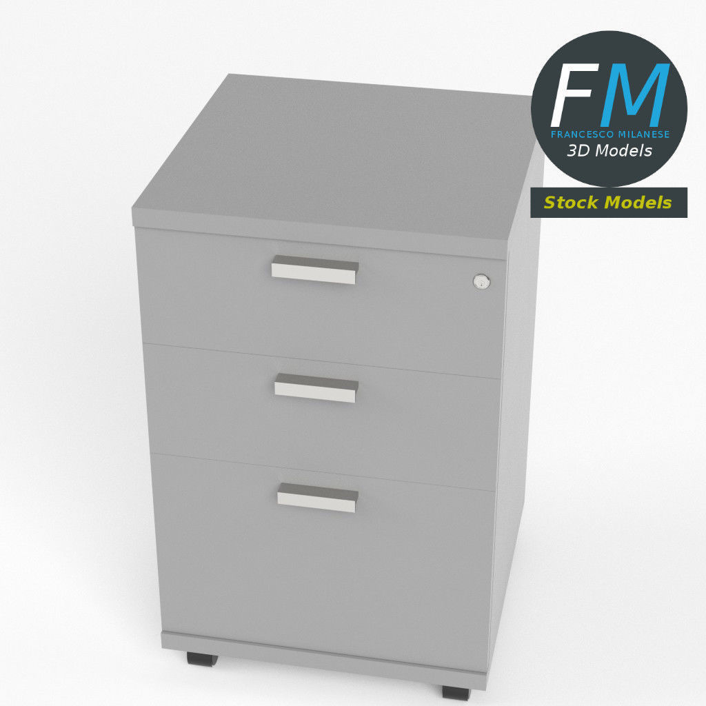 Wheeled filing cabinet 3D model_2