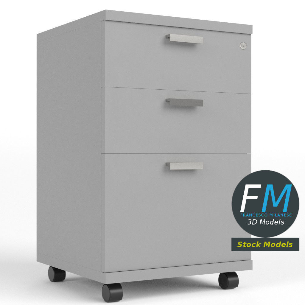 Wheeled filing cabinet 3D model_3