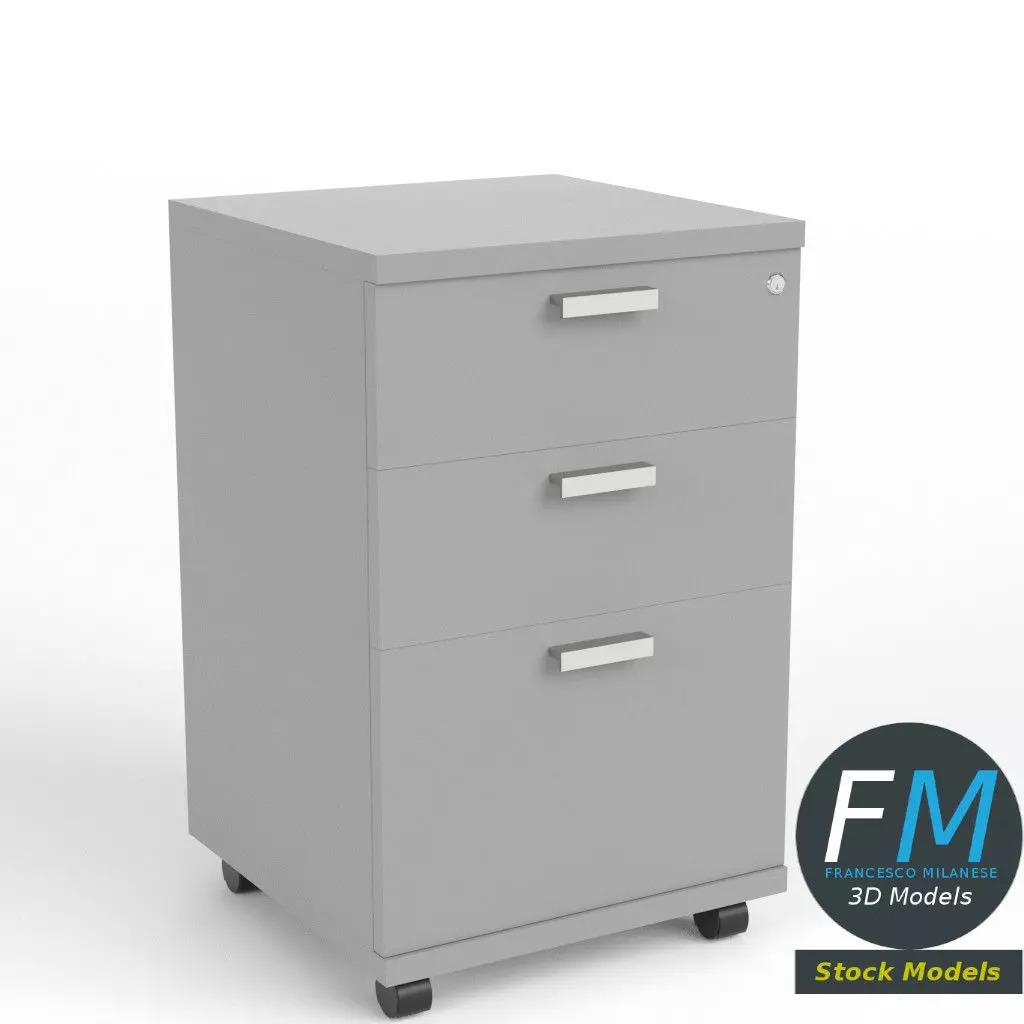 Wheeled filing cabinet 3D model_0