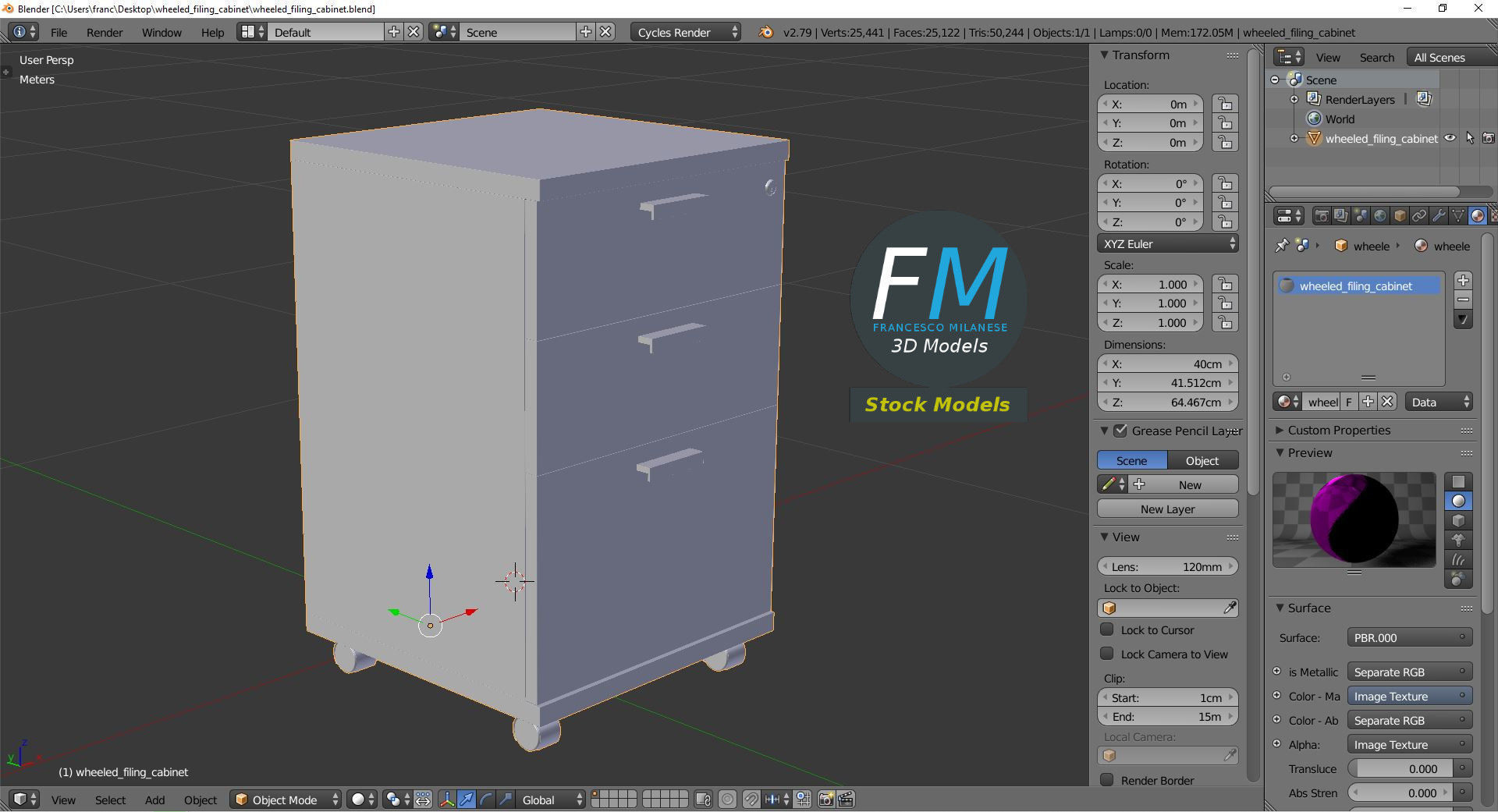 Wheeled filing cabinet 3D model_9