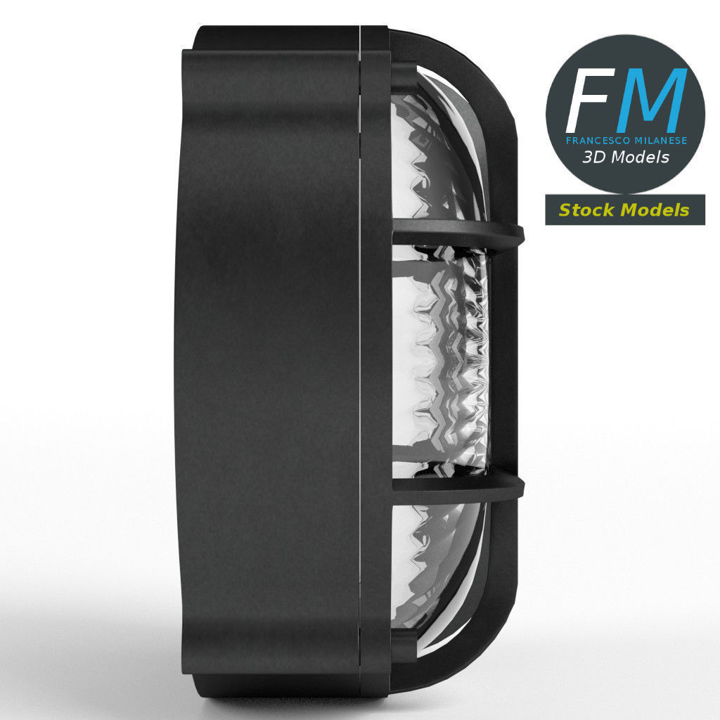 Round bulkhead lamp 3D model_4