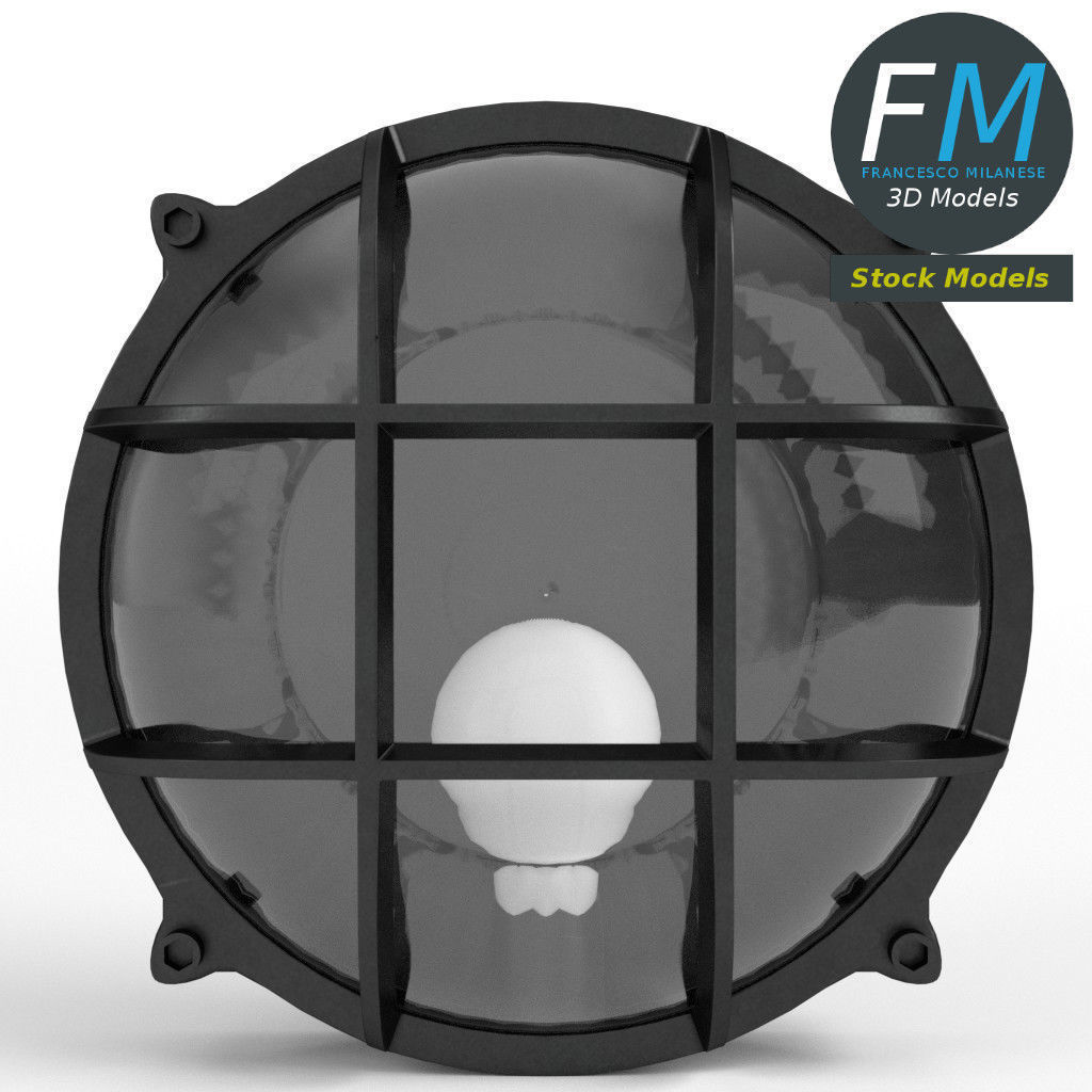 Round bulkhead lamp 3D model_3