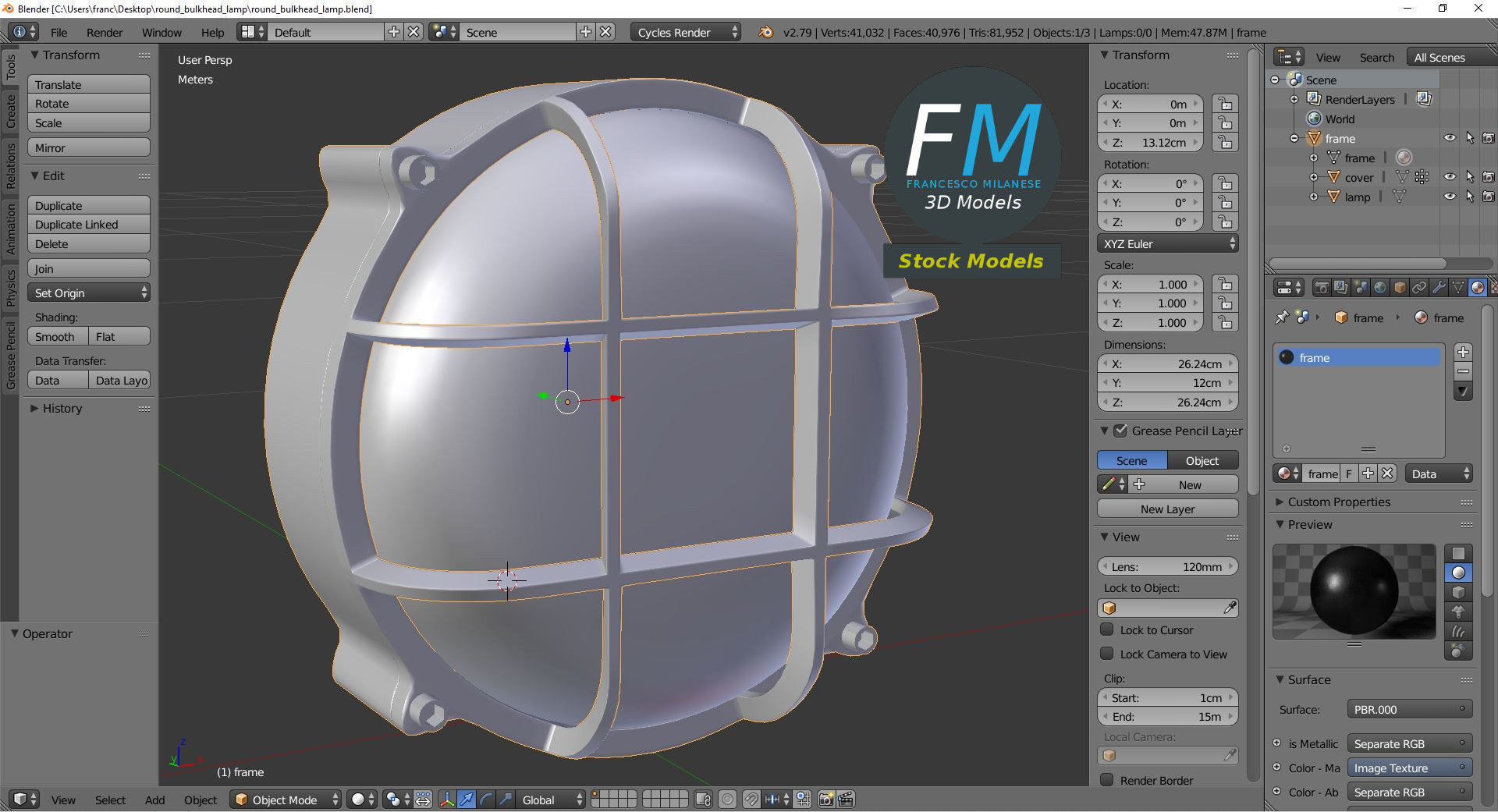 Round bulkhead lamp 3D model_9