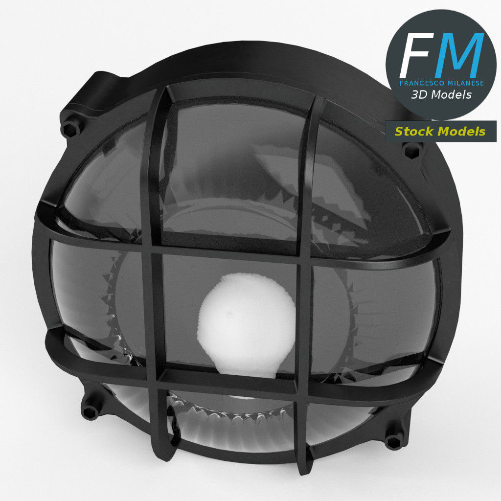 Round bulkhead lamp 3D model_2