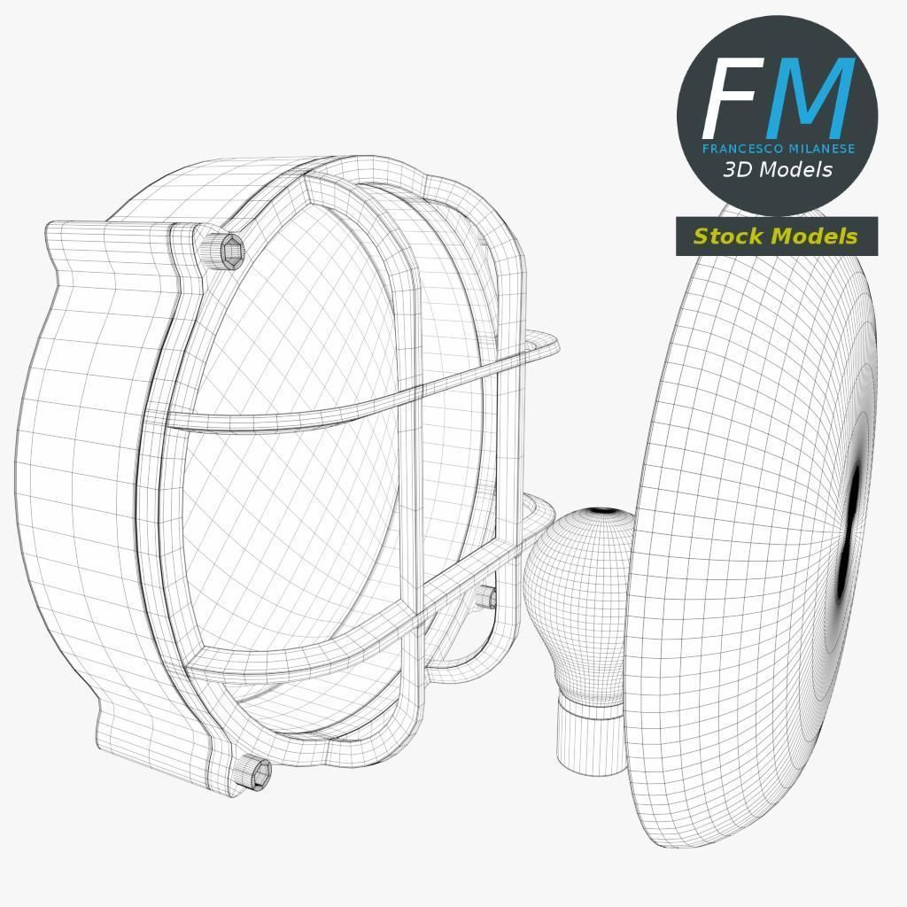 Round bulkhead lamp 3D model_8