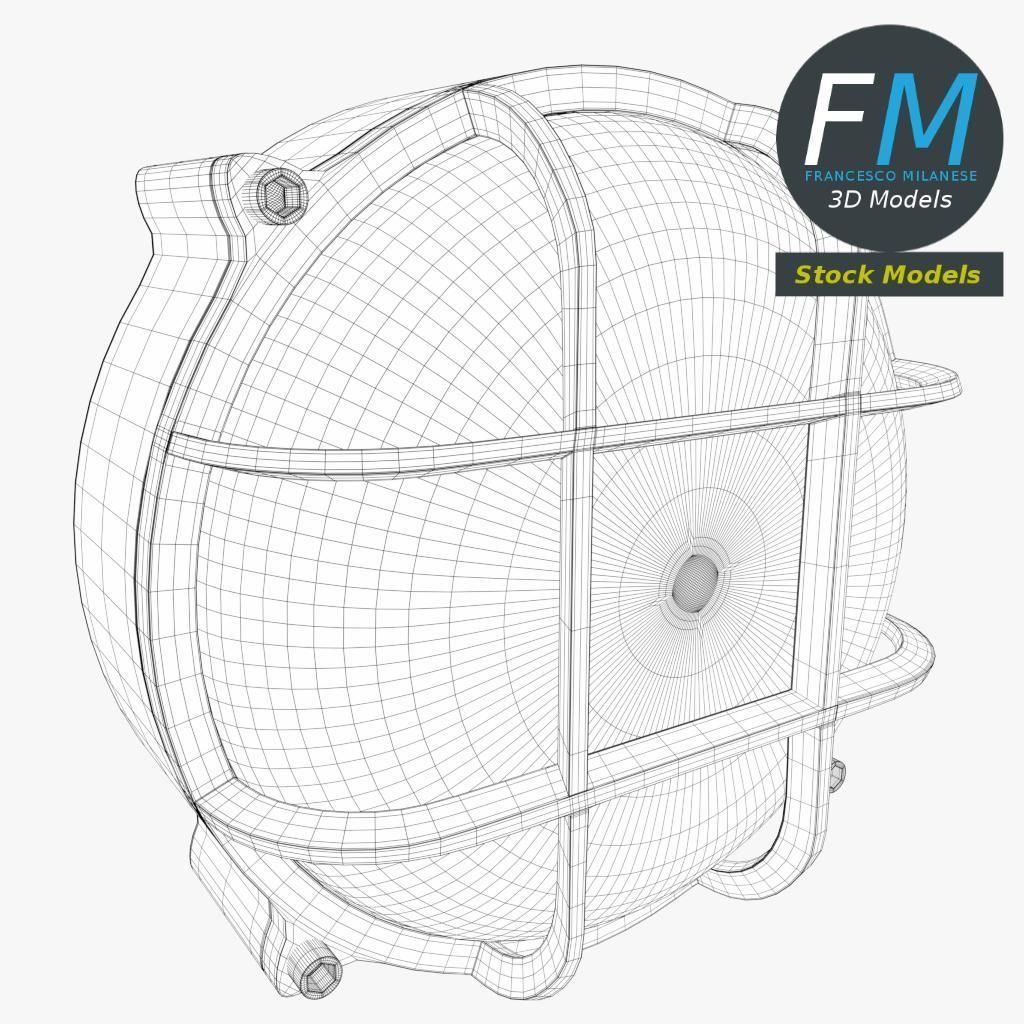 Round bulkhead lamp 3D model_7