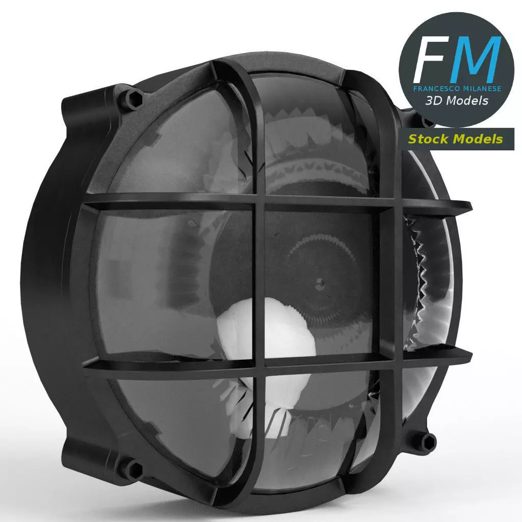 Round bulkhead lamp 3D model_0