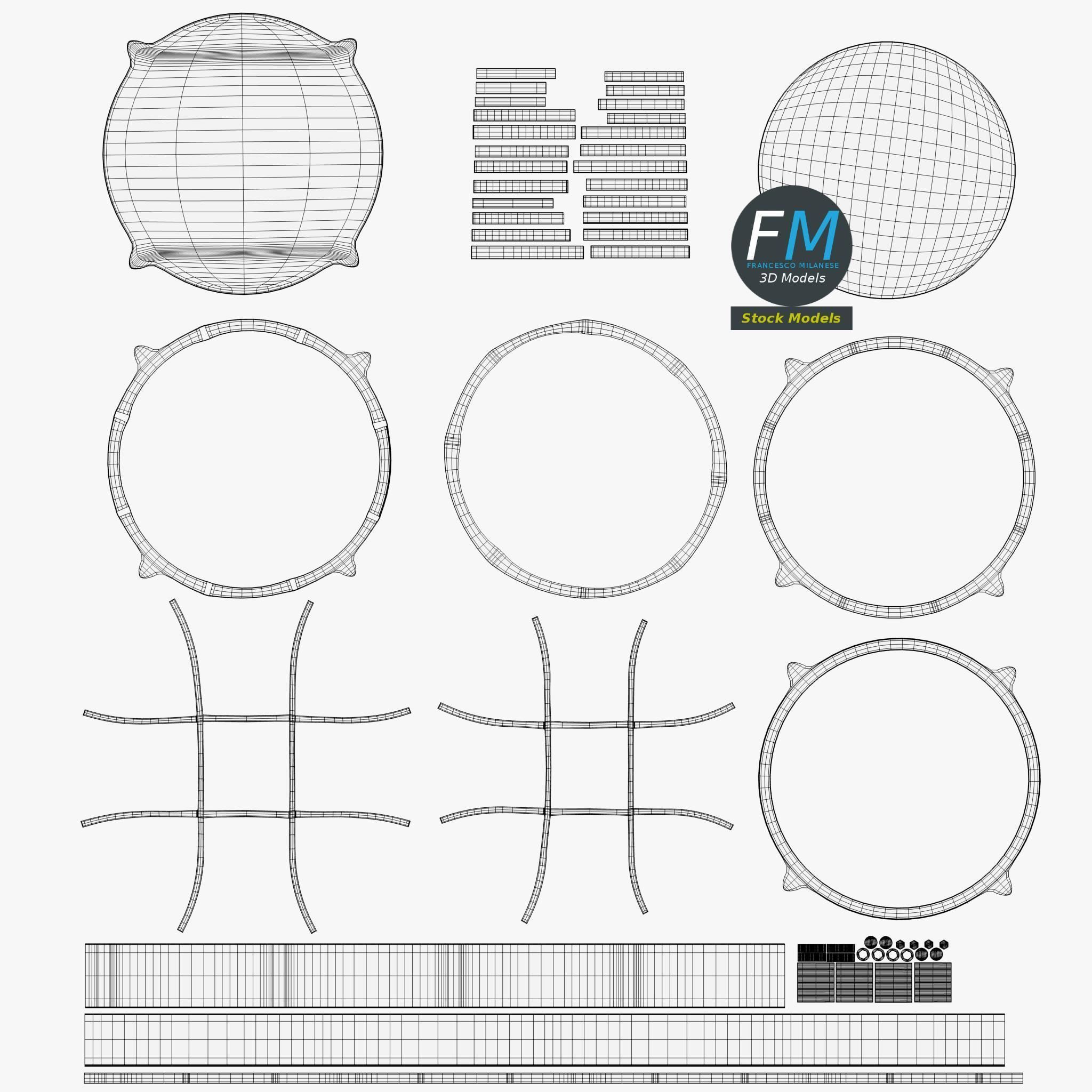 Round bulkhead lamp 3D model_12