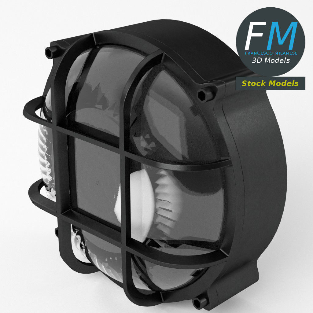 Round bulkhead lamp 3D model_5