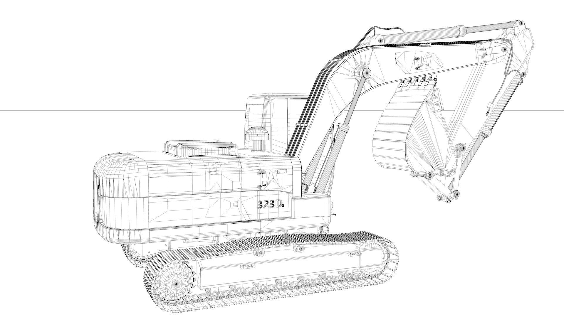 Excavator Medium Rigged 3D model_47