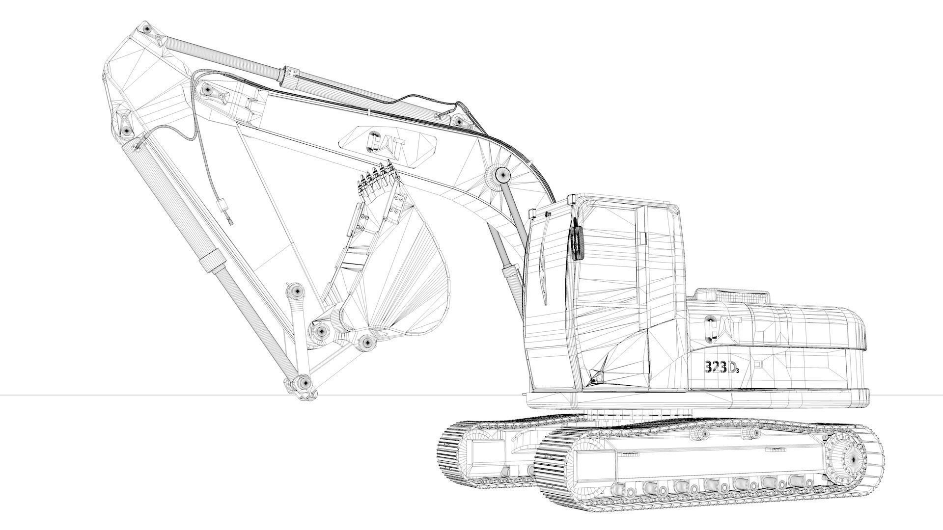Excavator Medium Rigged 3D model_45