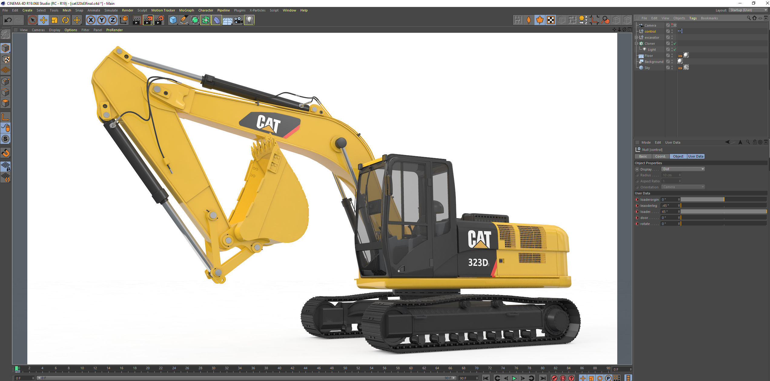Excavator Medium Rigged 3D model_44