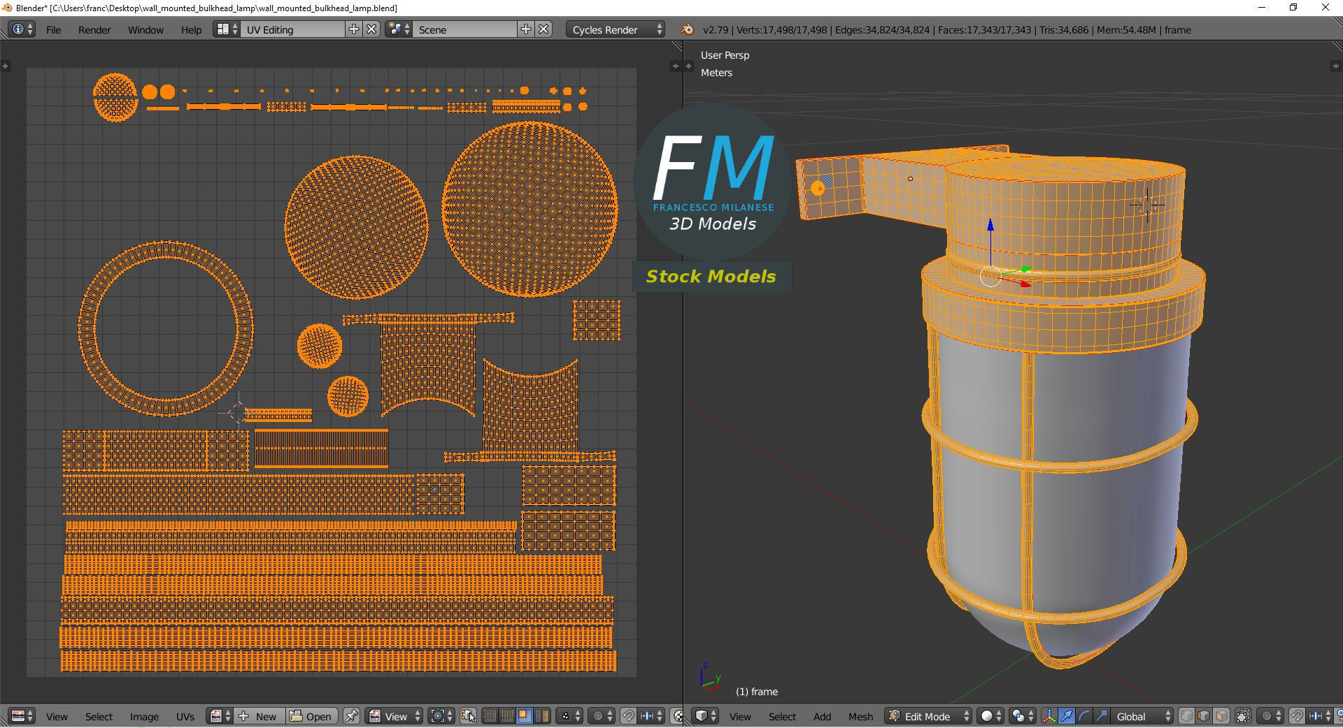 Wall mounted bulkhead lamp 3D model_10