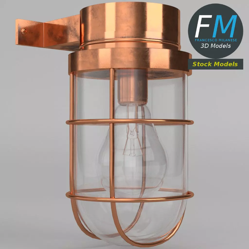 Wall mounted bulkhead lamp 3D model_0