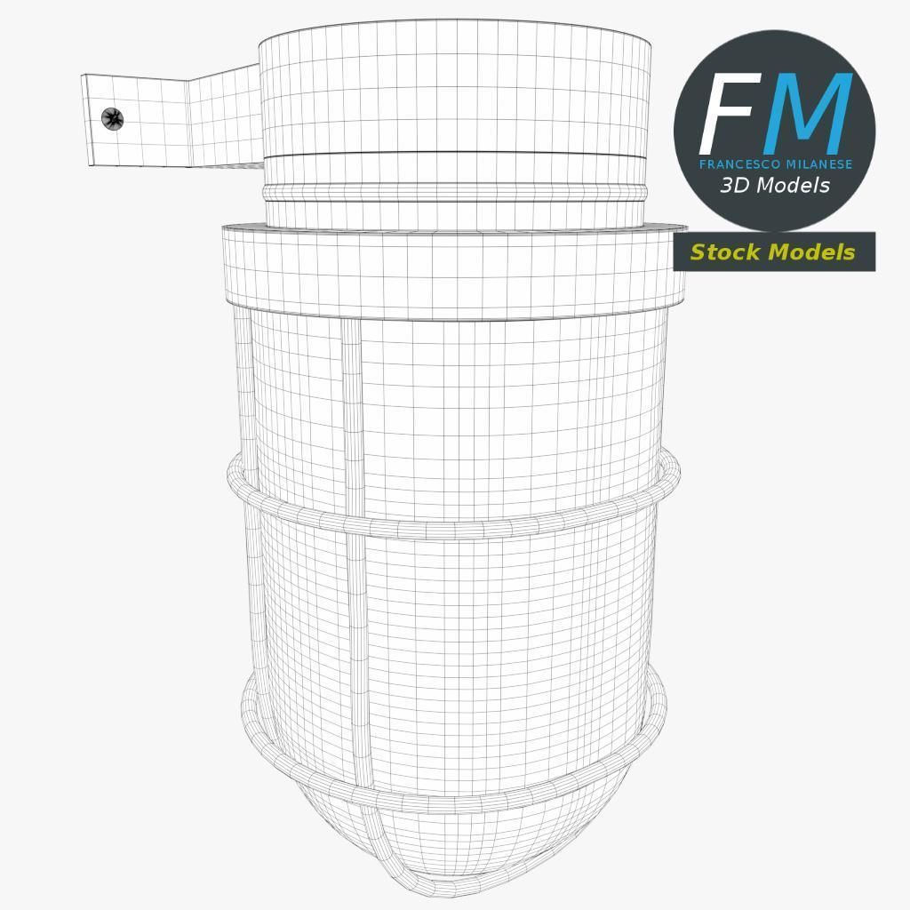 Wall mounted bulkhead lamp 3D model_7