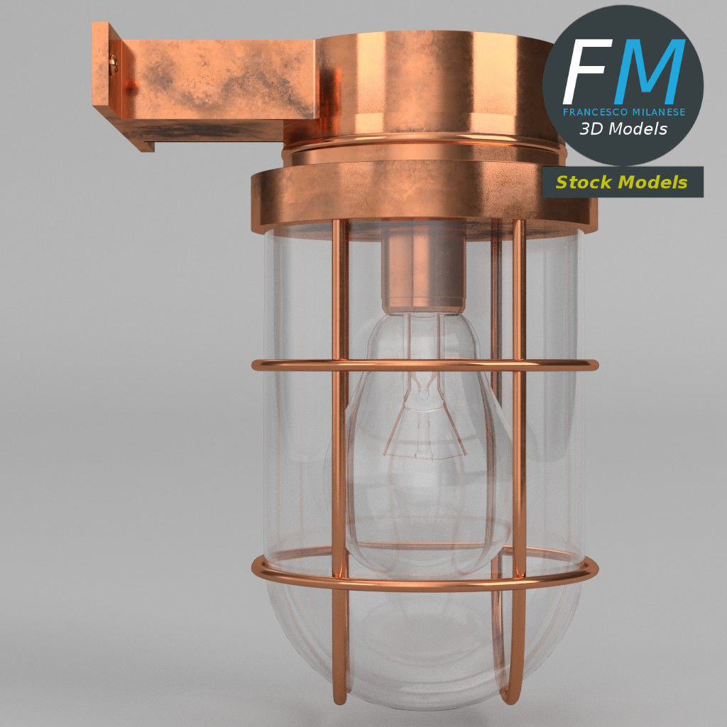 Wall mounted bulkhead lamp 3D model_3