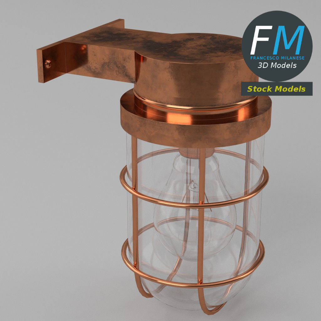 Wall mounted bulkhead lamp 3D model_5