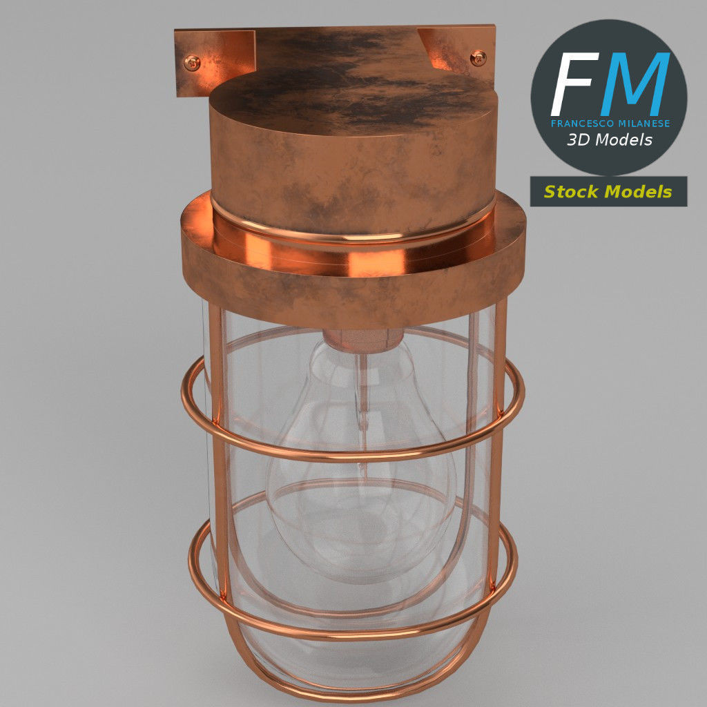 Wall mounted bulkhead lamp 3D model_2