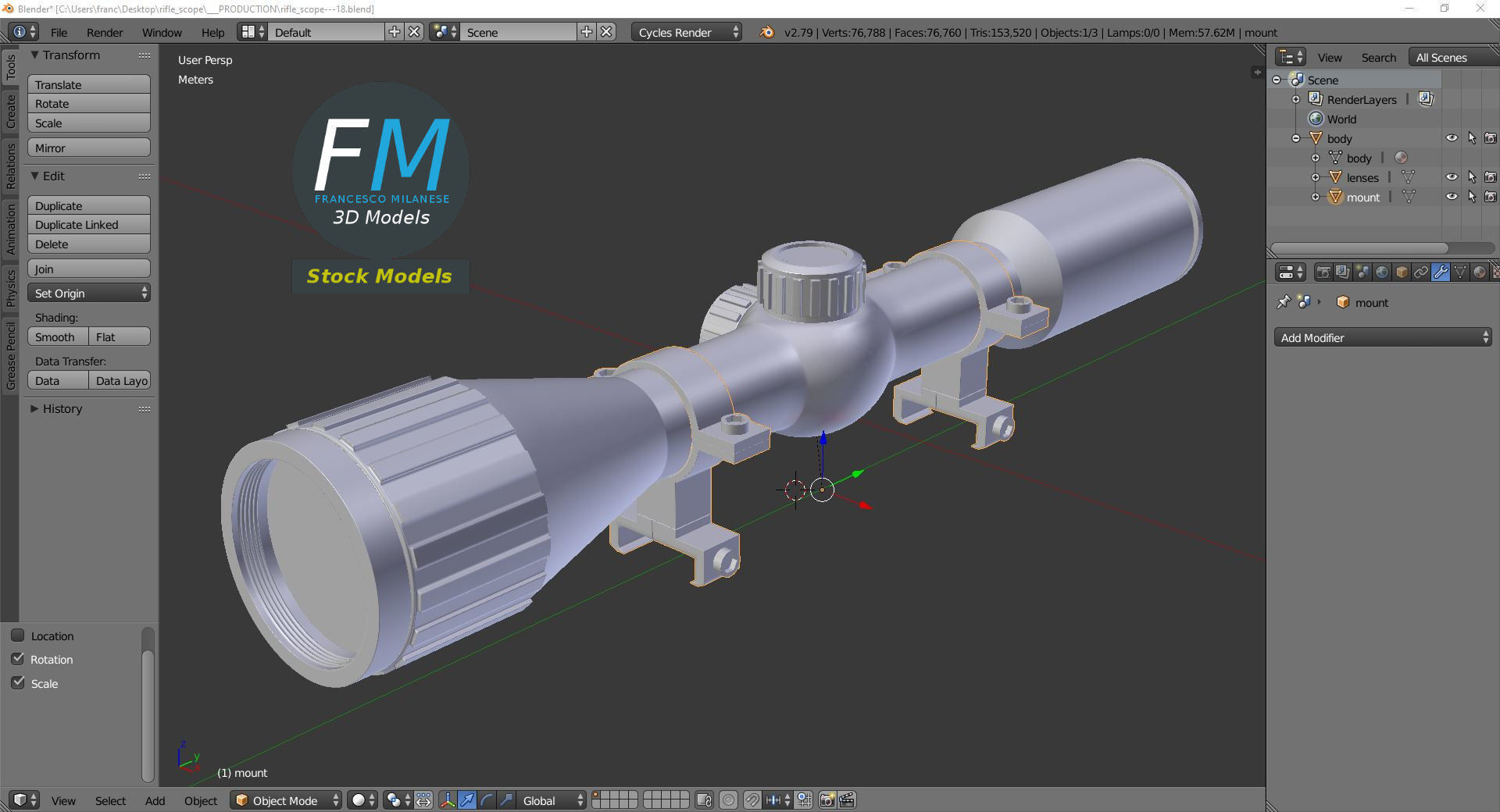 Rifle scope 3D model_9